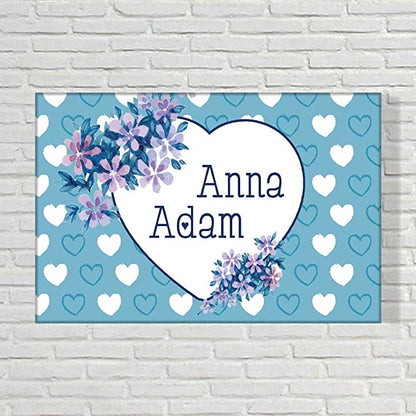 Designer Personalize Door Name Plate - Sweet Blue Hearts