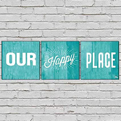 Designer Wall Art Hanging Decor for Living Room Set of 3 - Our Happy Place Nutcase
