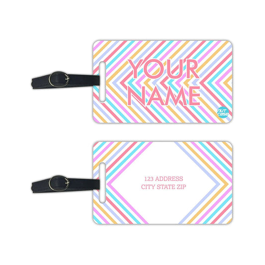Custom Travel Tags for Identifier Name Set of 2 - Pink Line