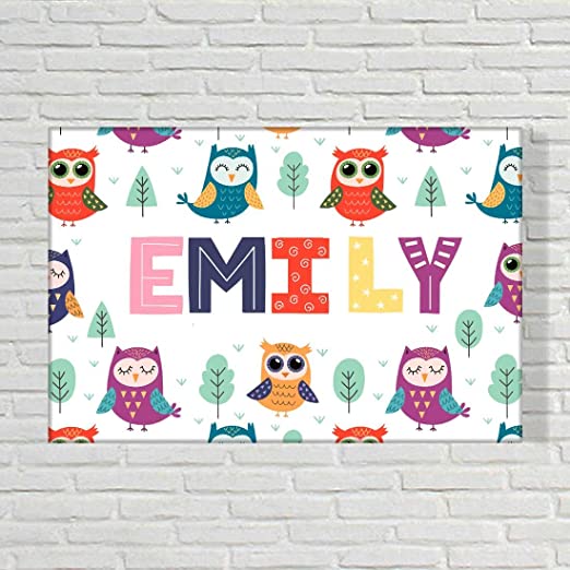 Children's Customized Room Name Plate -  Owl & Tree