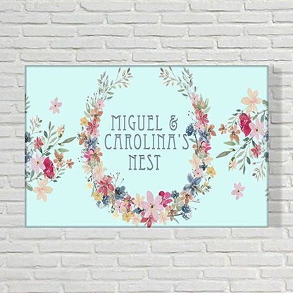 New Personalized Home Name Plate - Floral Ring