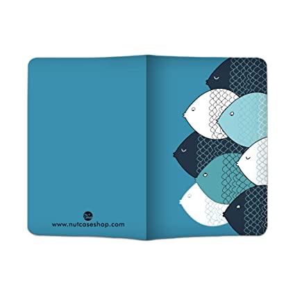 Passport Cover Travel Wallet Holder -Fish Blue
