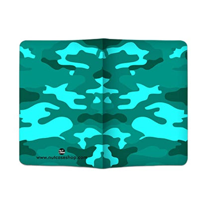 Passport Cover Travel Wallet Holder -Sea Blue Camo Nutcase