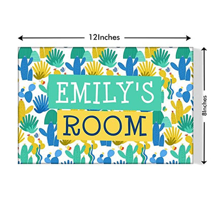 Children's Custom Bedroom Door Name Plate - Cool Cactus Design