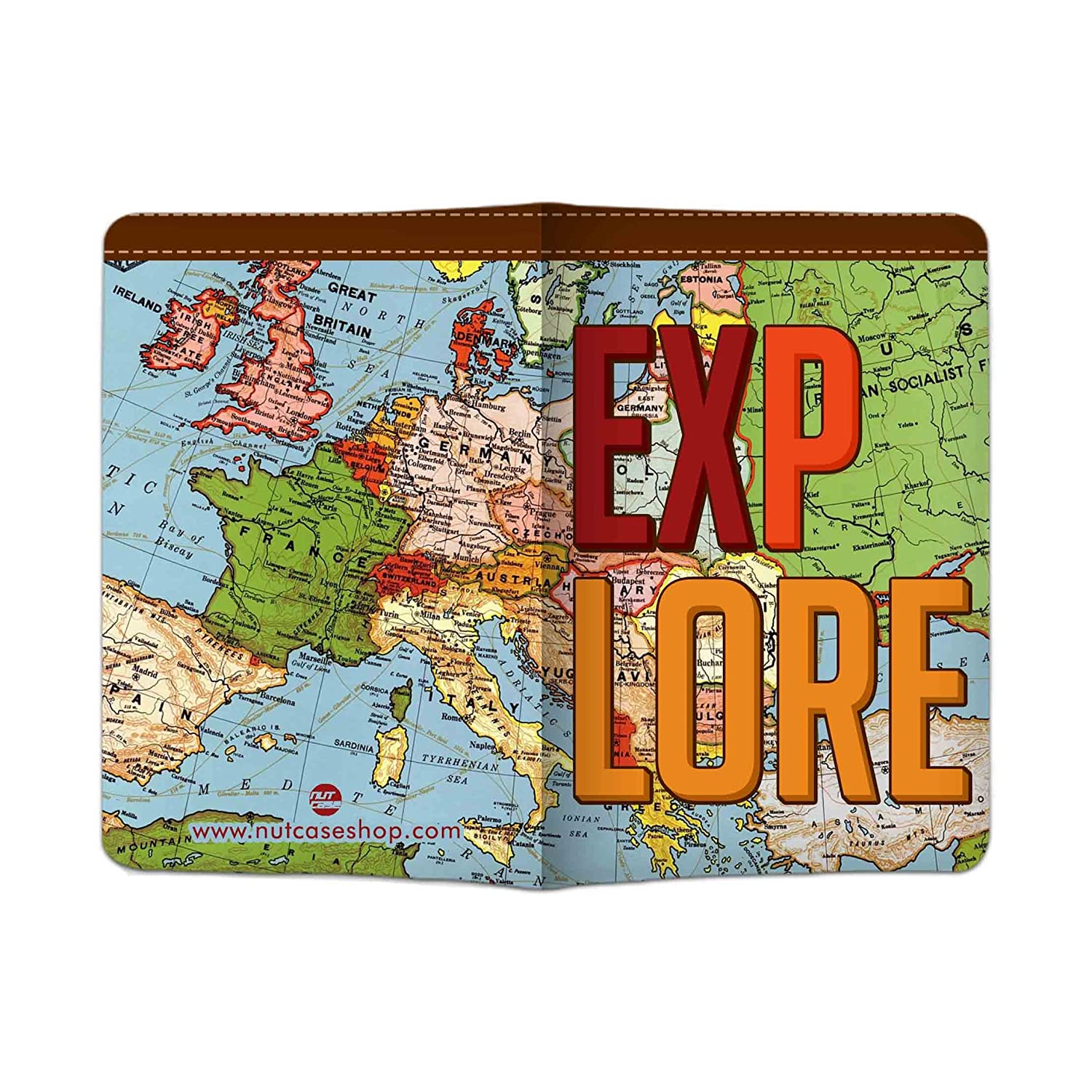 Designer Passport Cover - Explore Map Nutcase