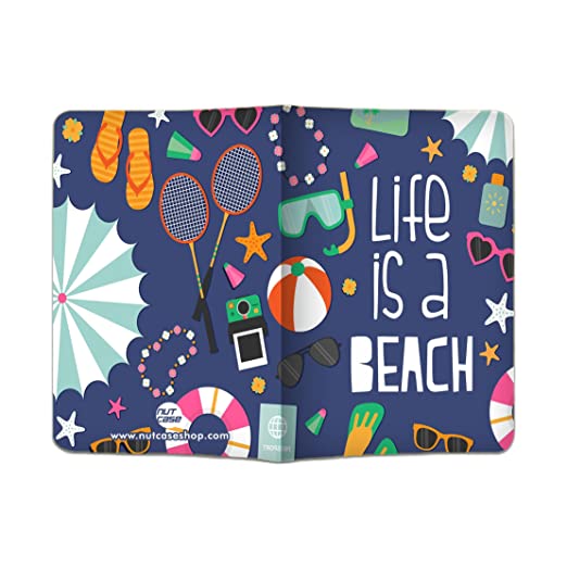 Designer Passport Cover - Life Is a Beach Blue Nutcase