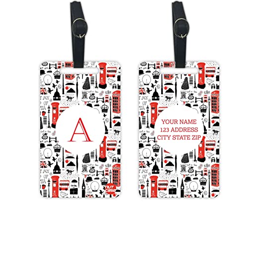 Personalized His and Her Luggage Tags Set of 2 - London Icons