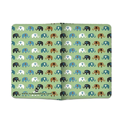 Passport Cover Travel Wallet Holder -Elephant Green Nutcase