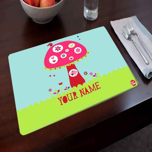 Personalized Fabric Table Mats For Kids - Cute Mushroom