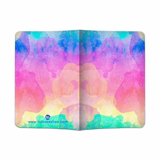 Passport Cover Travel Wallet Holder -Watercolors Paint Mix Colors Nutcase