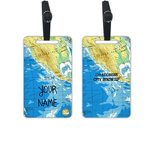 Custom Name Tags for Luggage Add Your Name Set of 2 - Map