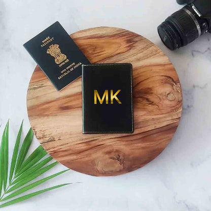 Custom Passport Wallet Vegan Leather for Men & Women - Initials