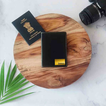 Personalized Pu Leather Travel Wallet Passport Cover - Name Box