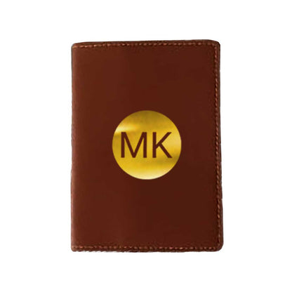 PU Leather Passport Cover Personalized for Men - Circle Initials