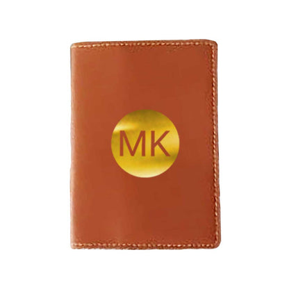 PU Leather Passport Cover Personalized for Men - Circle Initials