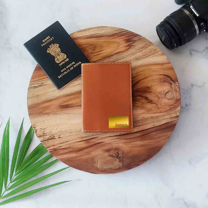 Personalized Pu Leather Travel Wallet Passport Cover - Name Box