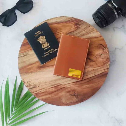 Personalized Pu Leather Travel Wallet Passport Cover - Name Box