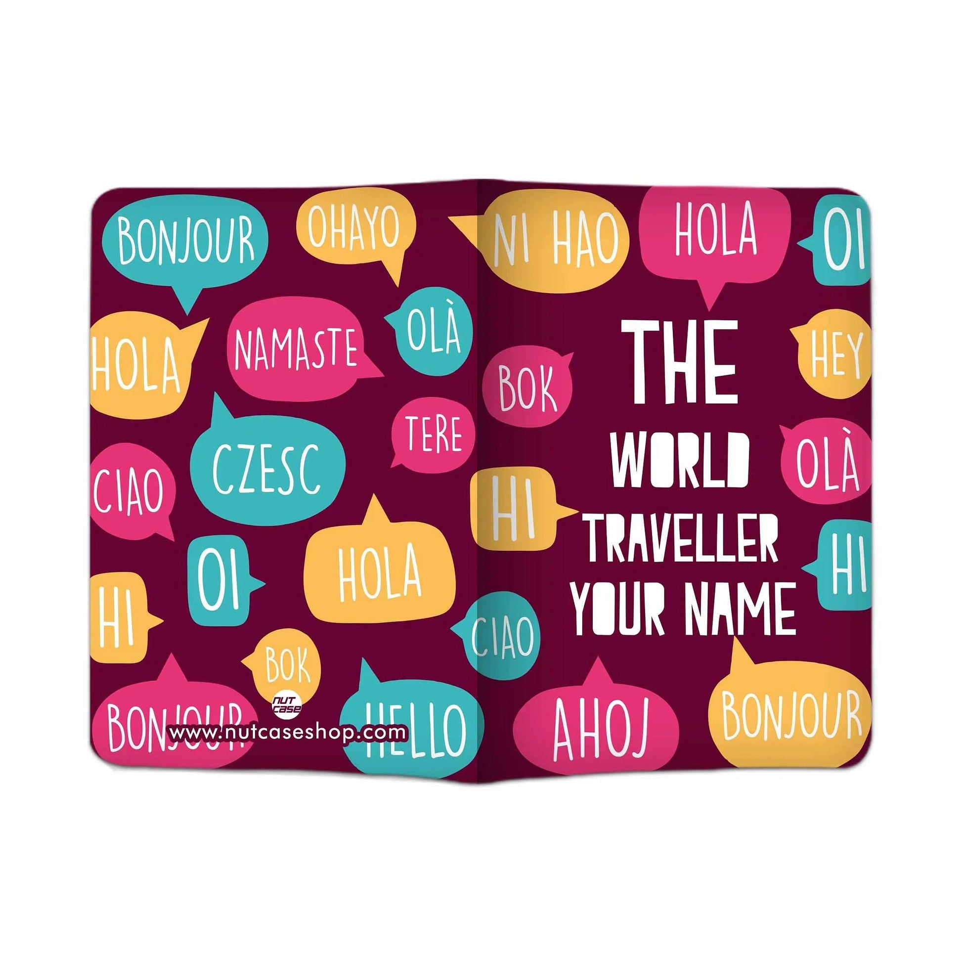 Beautiful Customized Passport Cover -  THE WORLD TRAVELLER - Nutcase