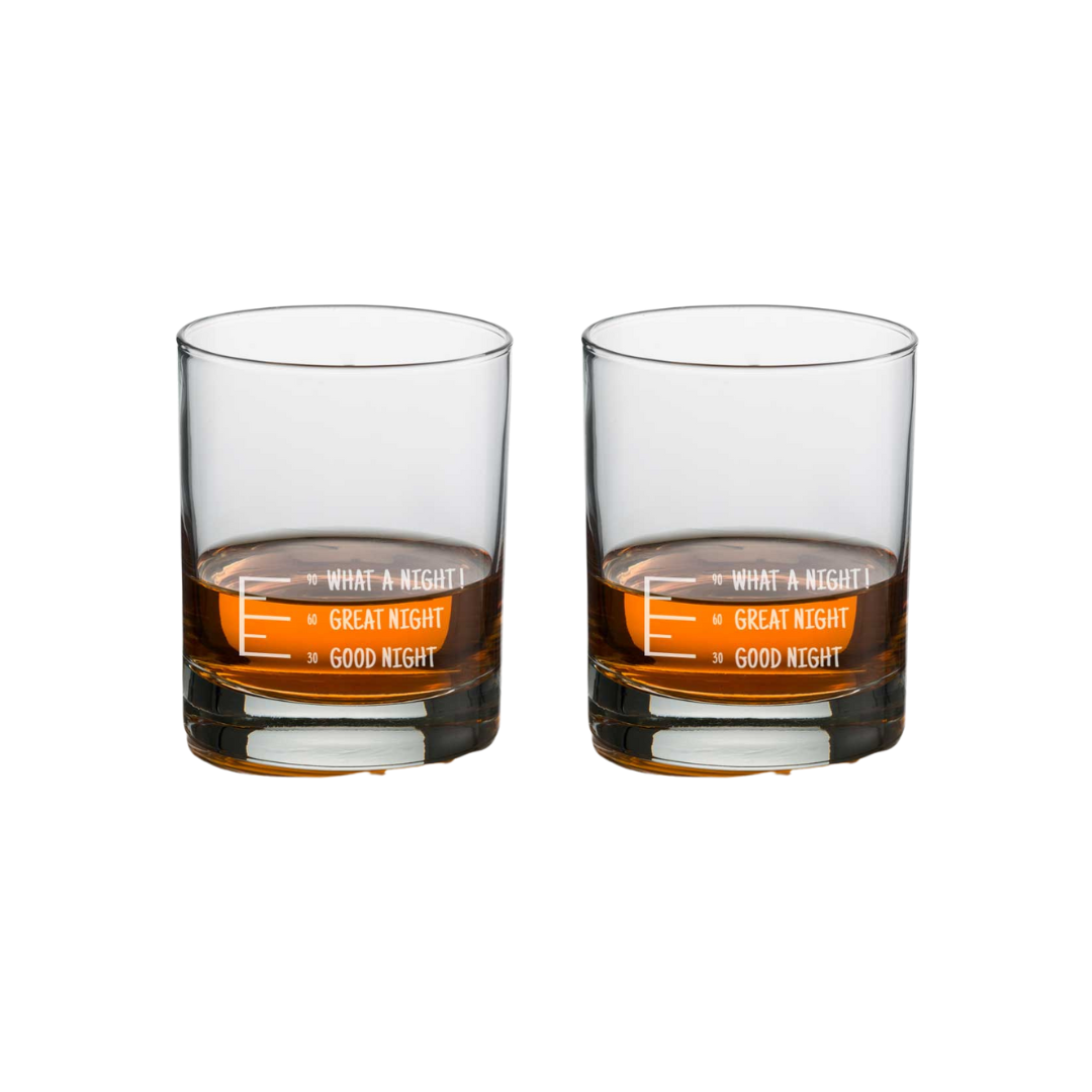 Whiskey Glasses Liquor Glass-  Anniversary Birthday Gift Funny Gifts for Husband Bf - GOOD NIGHT GREATE NIGHT WHAT NIGHT?
