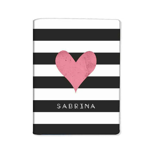 Classic Customized Passport Holder - Pink Heart With Strips - Nutcase