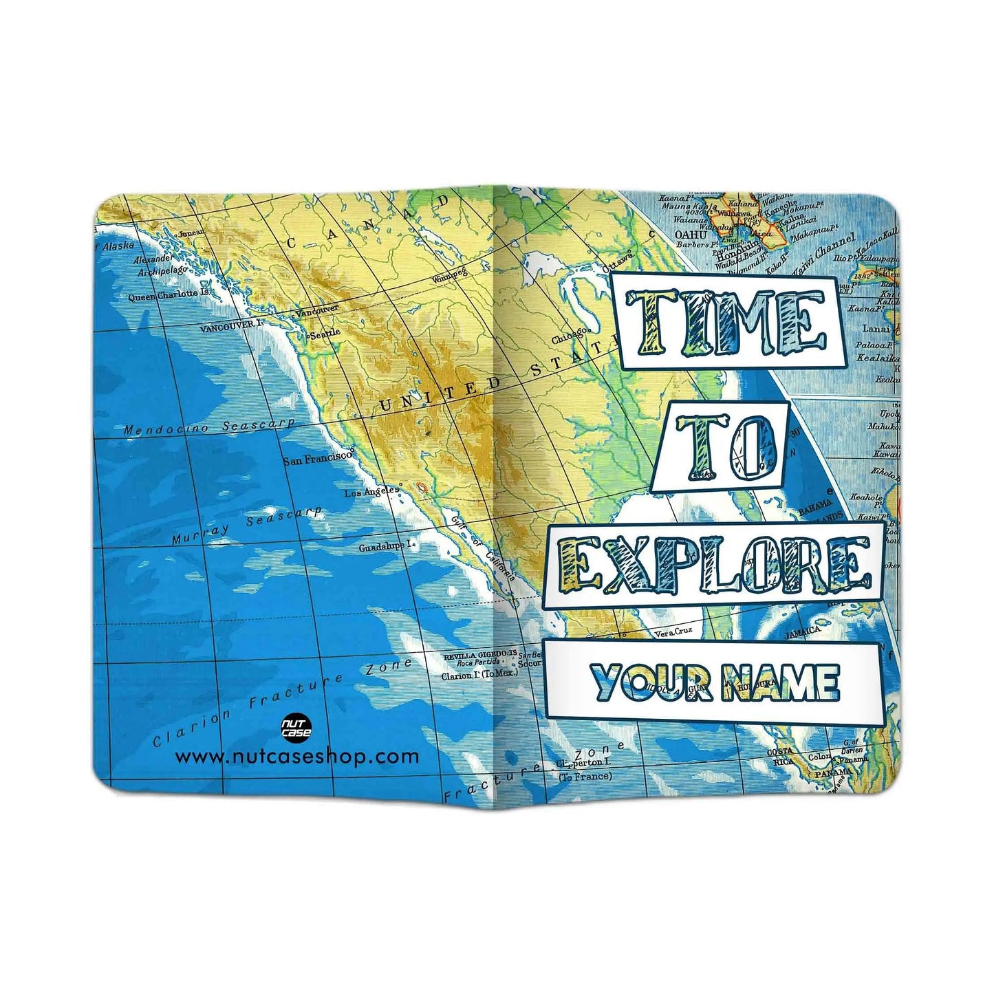Classy Personalized Passport Cover -  TIME TO EXPLORE - Nutcase