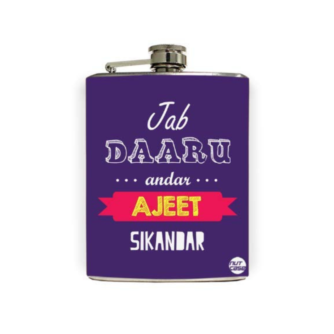 Customized Cool Hip Flask - Fun Unique Gift - Daaru Andar