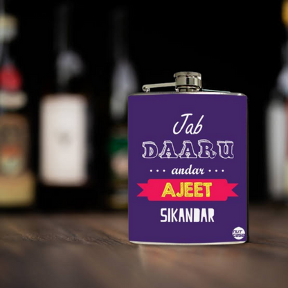 Customized Cool Hip Flask - Fun Unique Gift - Daaru Andar