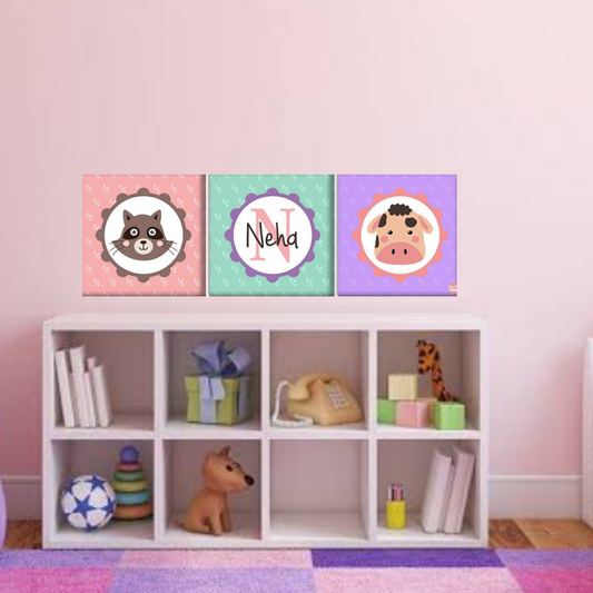 Personalized Nursery Wall Art  -Cute Tom & Pig