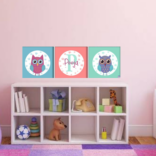 Personalized Nursery Wall Art  -Cute Owl