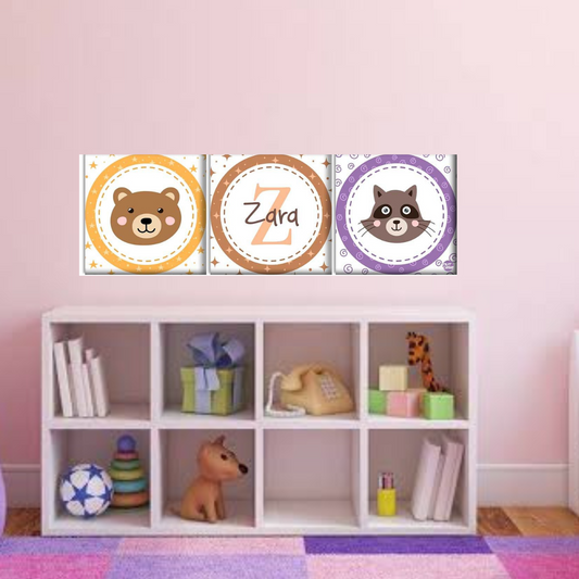 Personalized Nursery Wall Art  -Cute Animal Face