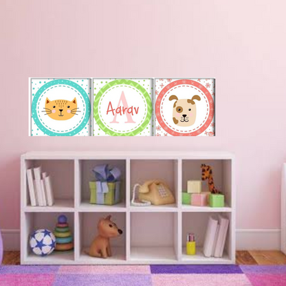 Custom Nursery Wall Art - Cat and Dog Face