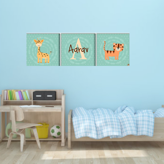 Customized Kids Room Wall Decor - Giraffe and Tigar