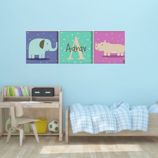 Personalized Wall Decor - Elephant and Rhinoceros