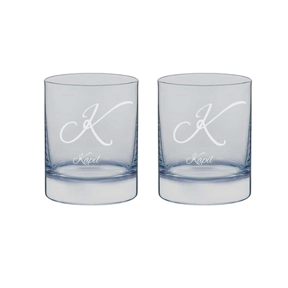 Stylish Customized Whiskey Glass - Gift For Him Husband Boyfriend - Initials Design