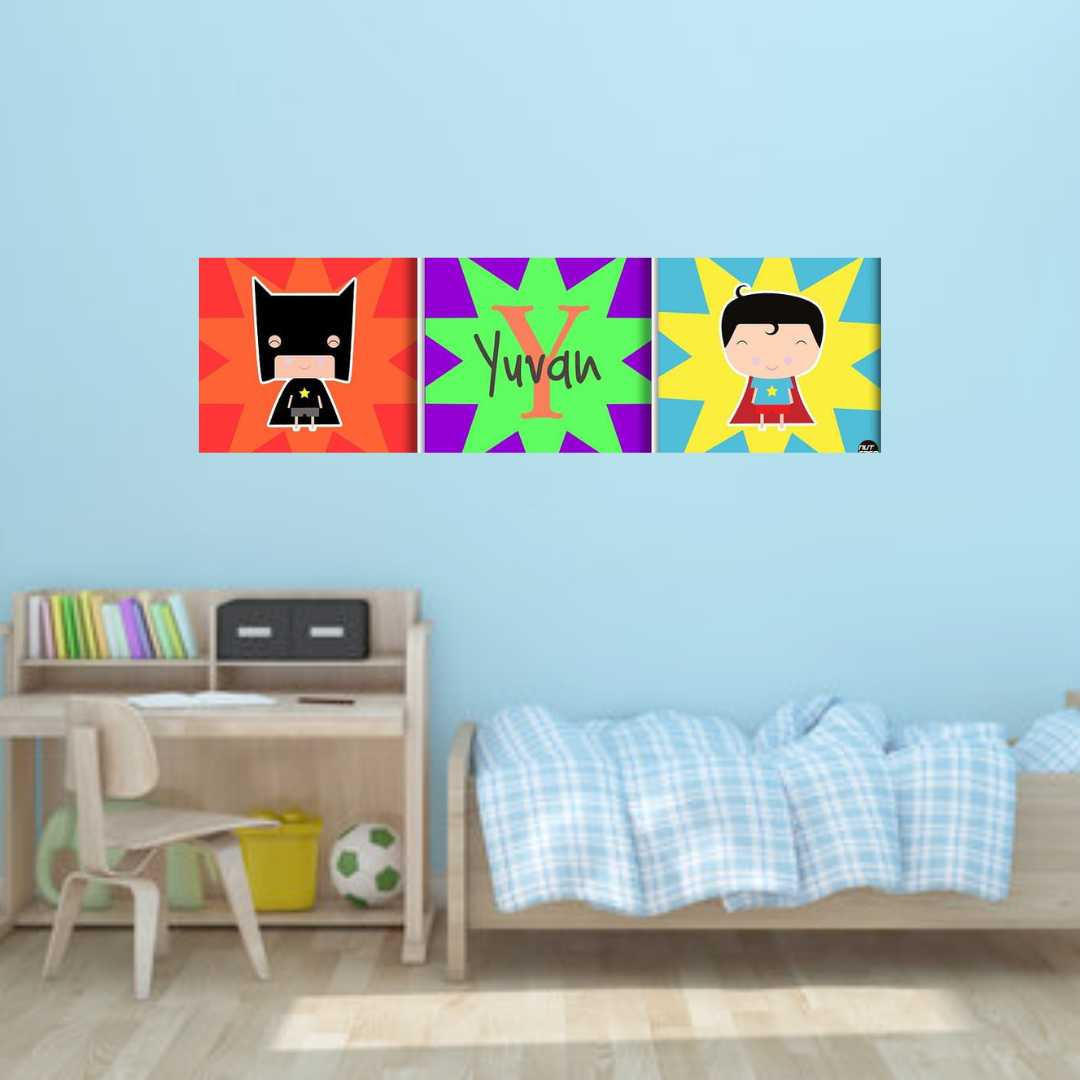 Personalized Baby Room Wall Art - Cute Superhero