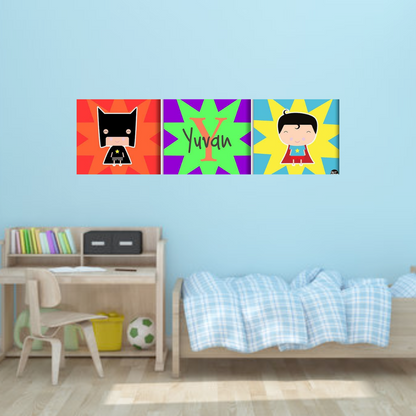 Personalized Baby Room Wall Art - Cute Superhero