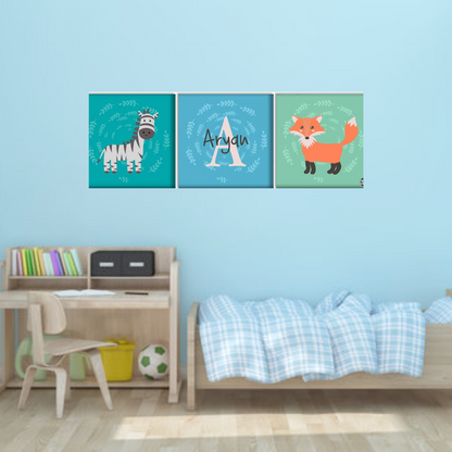 Personalized Wall Decor - Zebra and Fox