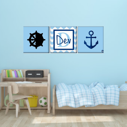 Personalized Baby Room Wall Art - Anchor Nautical Theme
