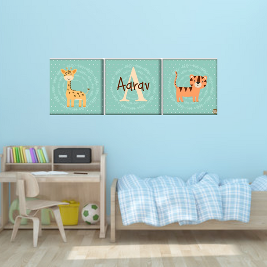Personalized Nursery Wall Art  -Giraffe and Tigar