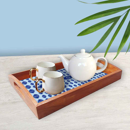 Designer Wooden Food Serving Plate Tray with Handle Set of 3