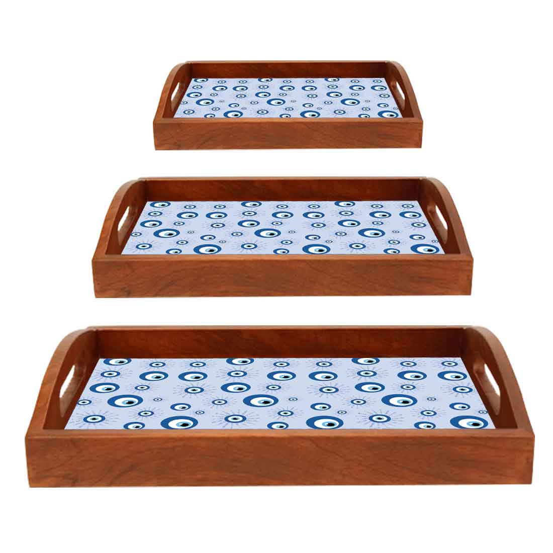 Wooden Tray Set Of 3 for Dining and Kitchen Use Designer Trays