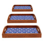 Rectangular Wooden Tray with Handle Set of 3 Designer Trays