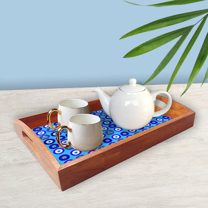 Evil Eye Wooden Tray Set of 3 Nesting Trays for Serving Snacks