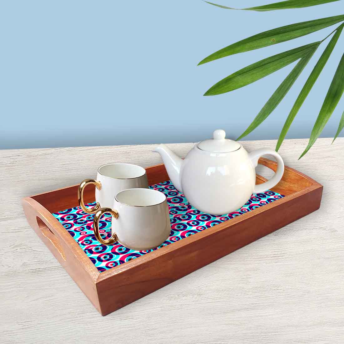 Wooden Designer Serving Trays Set of 3 for Kitchen Use Evil Eye