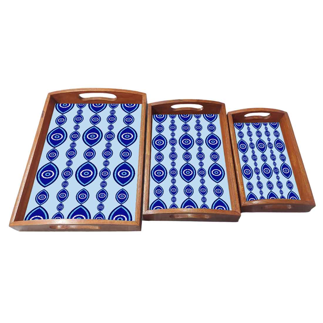 Serving Tray Set of 3  With Handle Designer Trays Evil Eye