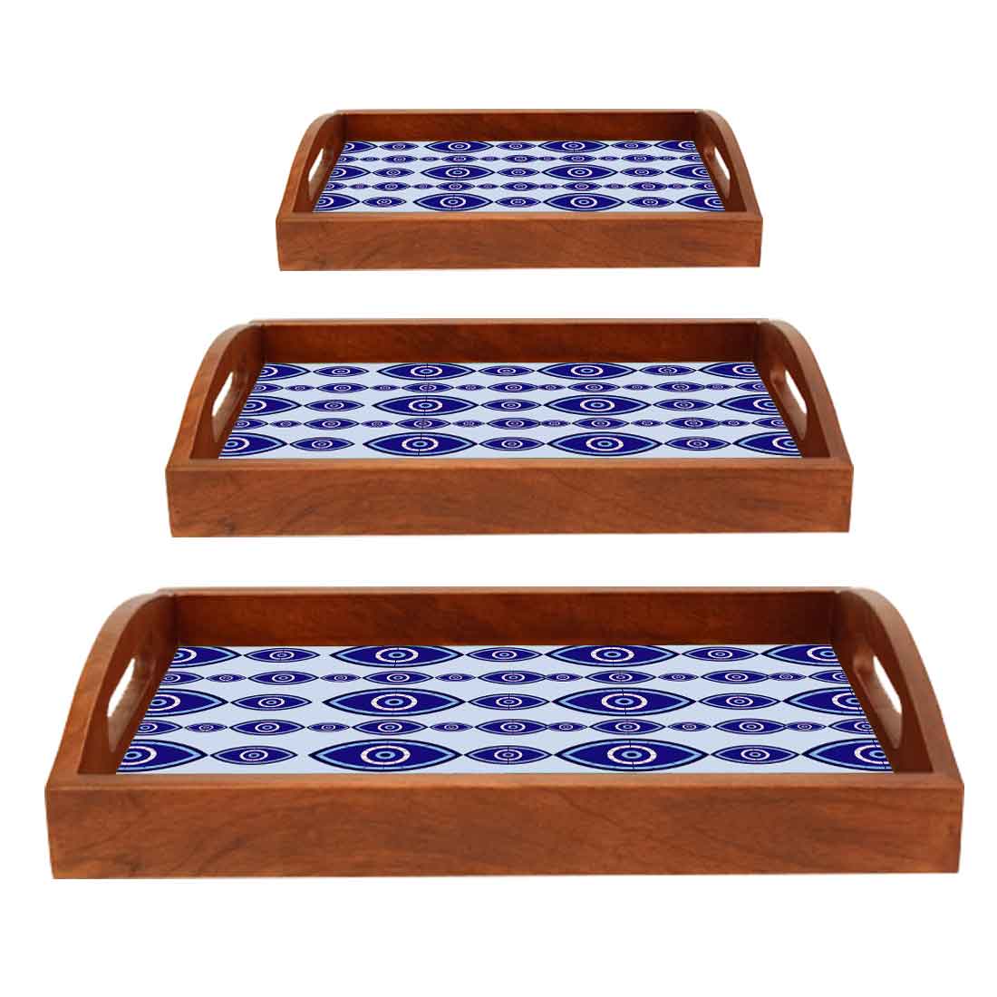 Serving Tray for Kitchen  Set Of 3 With Handle Designer Trays