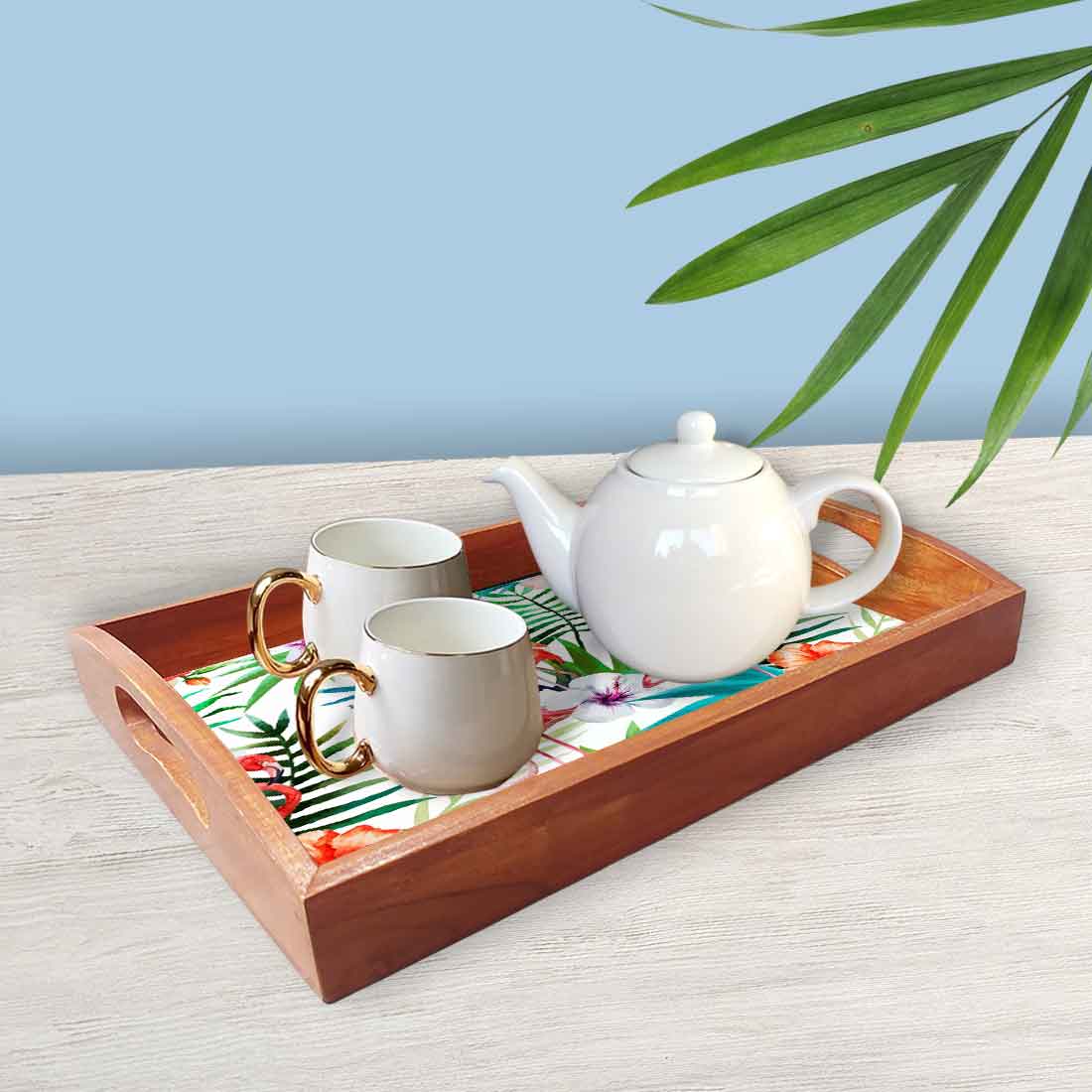 Decorative Serving Trays Wooden Set of 3 Designer Trays for Coffee