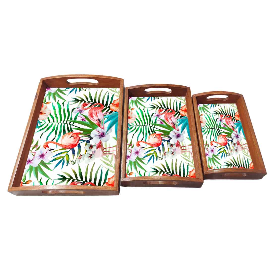 Decorative Serving Trays Wooden Set of 3 Designer Trays for Coffee