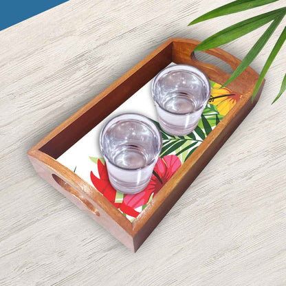 Wooden Serving Platter Tray Set of 3 for Coffee Designer Trays