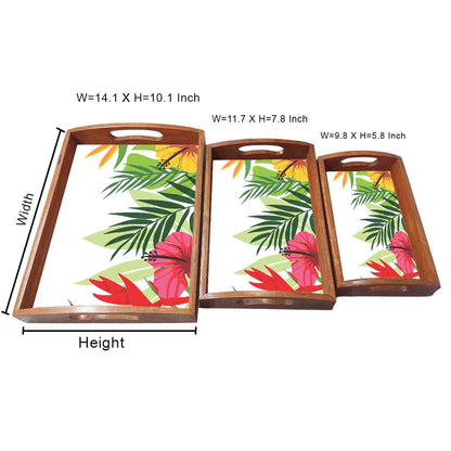 Wooden Serving Platter Tray Set of 3 for Coffee Designer Trays